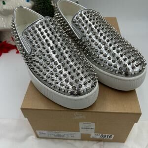 Men's Christian Louboutin roller boat spike slip on sneakers size 42 made Italy